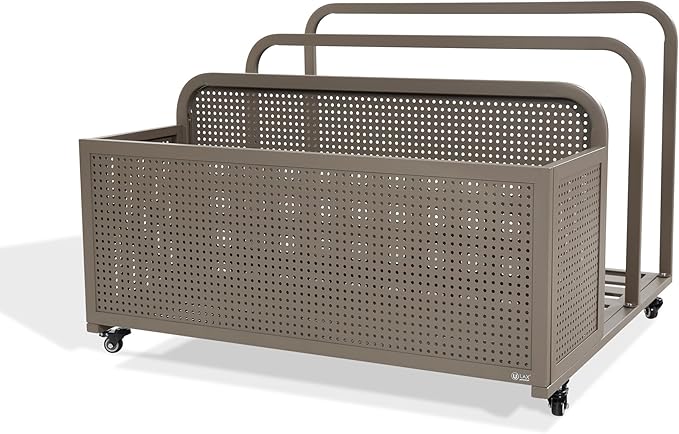 Ulax furniture Cleveland Pool Float Storage Organizer, Steel Pool Float Holder with Basket Shelf, Towel Bars & Hooks