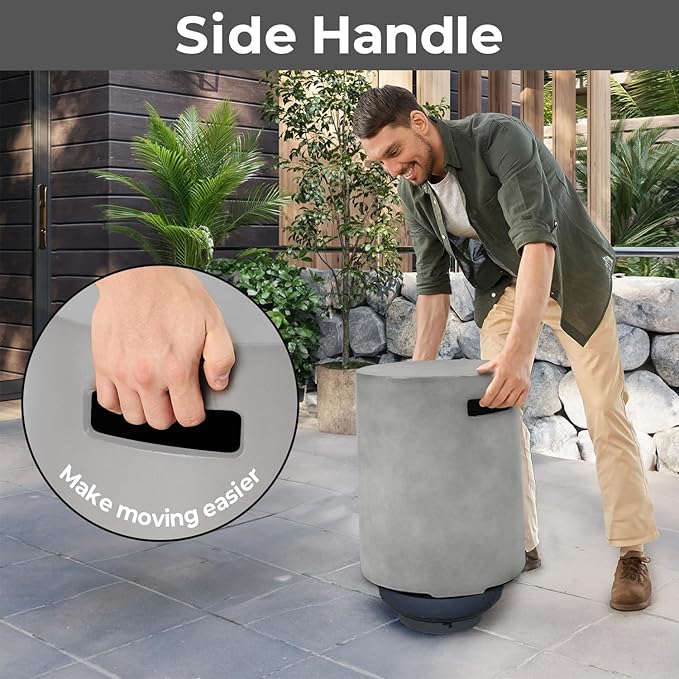Propane Tank Cover Table, 16 X 20 inch Round Outdoor Propane 20 LB Tank Storage Box Hideaway with Side Handles Tank Holder for Outside Patio Backyard, Grey