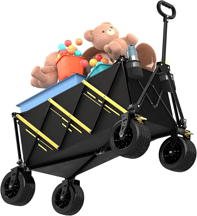 Wagon cart Foldable,Portable cart,Pets carts,with Large All-Terrain Beach Wheels and Drink Holder for Sports, Shopping, Camping