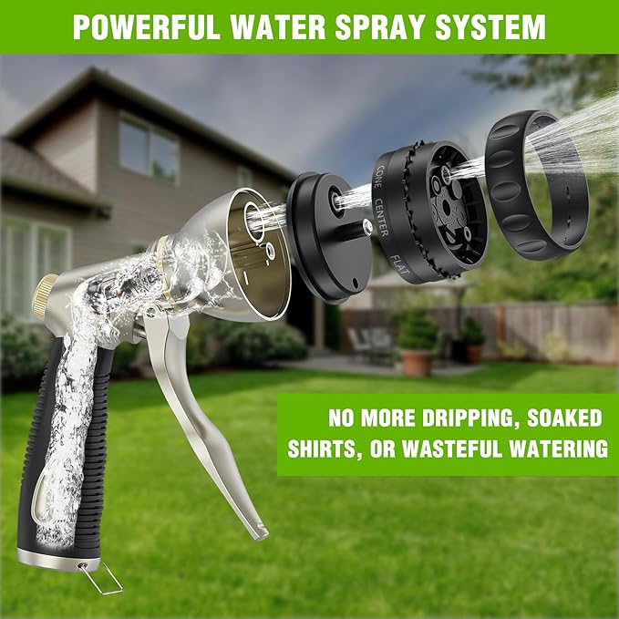 Yesker Garden Hose Nozzle, Water Hose Sprayer Nozzle Adjustable 7 Spray Patterns Heavy Duty Metal Water Nozzles for Hose Outdoor with Non-Slip Rubber Grip for Watering Plants Lawns Washing Cars Pets