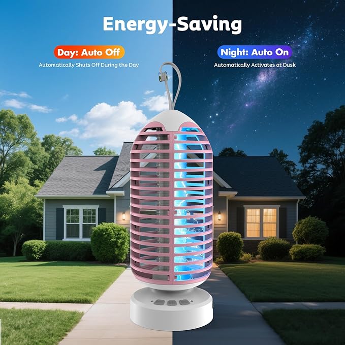 Bug Zapper Outdoor, Mosquito Zapper Indoor Electric Fly Zapper Rechargeable Mosquito Killer with Color Changing LED Lights, Auto On/Off, 4000mAh Fly Trap for Home Backyard, Patio, Camping