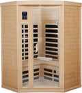 Far Infrared Sauna Low EMF Wooden Saunas for Home, 2-3 Person Indoor Home Saunabox, 1600watt Canadian Hemlock Sauna Room with Blue-Tooth, LCD, 10 Minutes Pre-Warm up