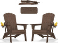 nevilywood Folding Adirondack Chair with Cup Holder Set of 2, HDPE Patio Chairs,All-Weather Outdoor Chairs for Backyard, Deck,Fire Pit-Coffee