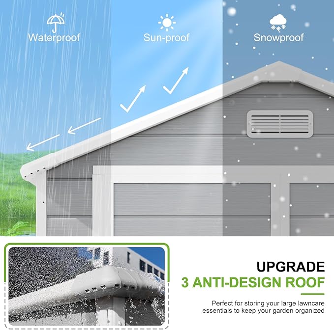 6x3 Shed Resin Outdoor Storage with Floor Included, Waterproof Lockable Small Plastic Garden Tool Sheds Cabinet