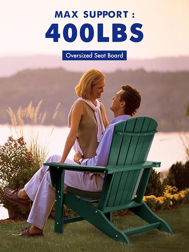BRIOPAWS Adirondack-Chairs-Set of 6 | Fire Pit Chair | Oversized | HDPE Plastic | Weather Resistant | for Deck Outdoor Poolside Campfire | Forest