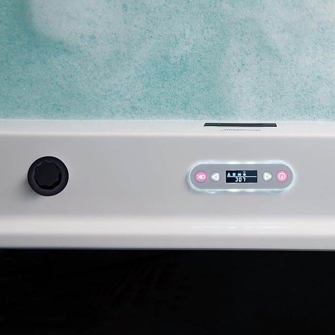 WOODBRIDGE 72" x 35-3/8" Whirlpool and Air Bath Heated Soaking Combination Tub with Adjustable Speed Air Blower and Display Control Panel, Matte Black Finish Trim and Drain Kit,BM-500
