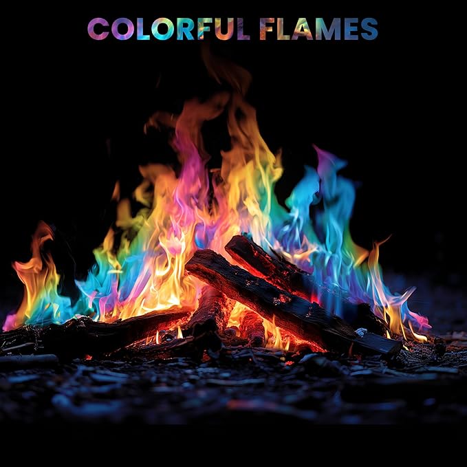 Magical Flames Fire Color Packets (25 Pack), Vibrant Multi-Color Fire for Fire Pits, Campfires, Bonfires & Fireplaces - Camping Essentials & Outdoor Party Accessories