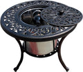 FAPOLITE Outdoor Table Round Patio Table Ice Bucket All Weather Aluminum Frame Outdoor Dining Table for Lawn Garden Backyard (60cm Ice Bucket)