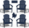 nevilywood Compact Stackable Adirondack Chairs Set of 4, 26.3" Wide HDPE Outdoor Patio Chairs - Durable, Space-Saving Design for Porch, Lawn or Garden, Navy