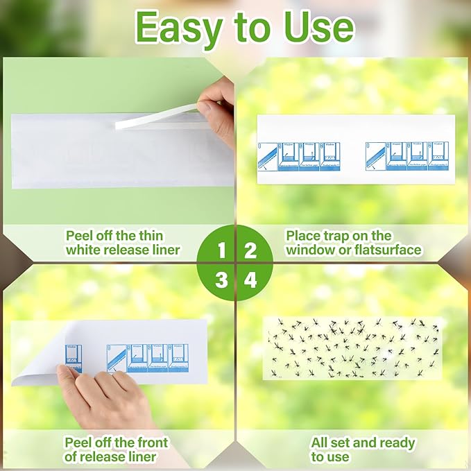 30 Pack Window Fly Traps, Window Sticky Traps, Sticky Non-Toxic Clear Fly Paper Indoor for Home