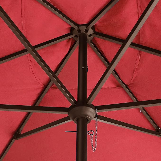EliteShade USA 10-Year-Non-Fading 6.5x10Ft Rectangular Market Umbrella Patio Umbrella Outdoor Table Umbrella with Ventilation(Red)