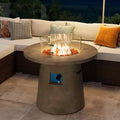COSIEST 31.5-inch Round Fire Pit, Magnesium Oxide Outdoor Propane Fire Table, Certified, 40,000 BTU Stainless Steel Burner, Free Lava Rocks, Fits 20lb Tank Inside