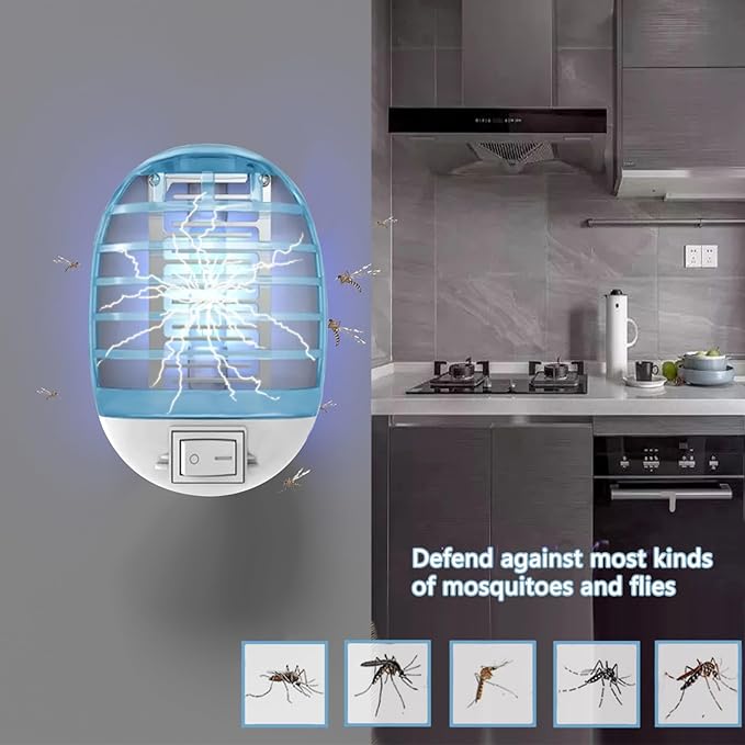 Bug Zapper Indoor,Fly Traps,Flying Insects,Electronic Insect Killer Fly Insect Trap Plug-in Mosquitoes Killer Mosquito Zapper with Blue Lights for Living Room,Kitchen,Bedroom,Office (2Packs)