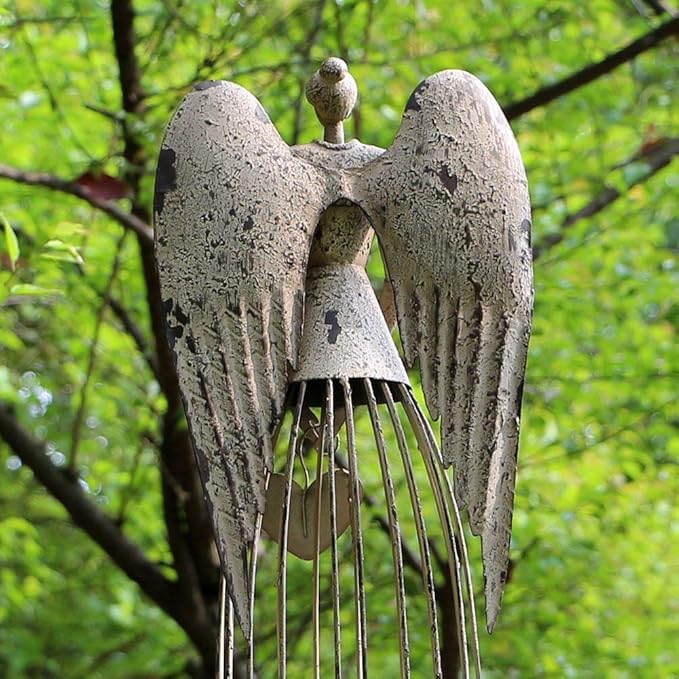 K KILIPES Metal Angel Garden Statue, Antique Angel Sculpture Indoor Outdoor Decorations for Home, Yard, Patio, Porch Valentine's's Day Sympathy Memorial Gifts
