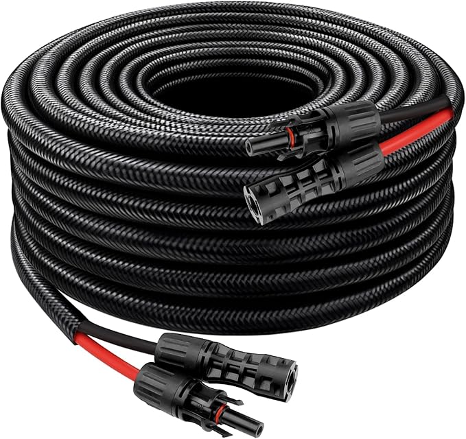 XRDS -RF Solar Cable 20FT, 8AWG Solar Extension Cable with Male & Female Solar Connectors, Flame-Retardant Protective Sleeving Solar Panel Cable, Weatherproof PV Wire for Solar Panel Connection