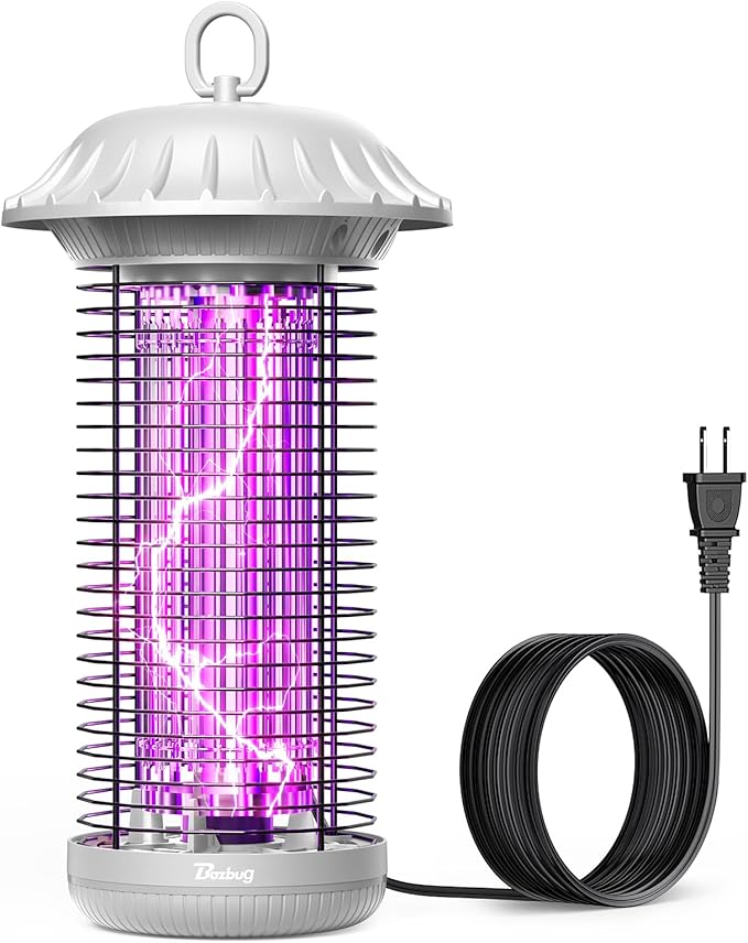 Buzbug LED Bug Zapper Indoor Outdoor, 10 Years Lifespan, 6.5ft Power Cord, IPX4 Waterproof, High-Voltage, Mosquito Zapper, Fruit Fly Mosquito Moth Gnat Trap Killer Zapper -MO008C (White)