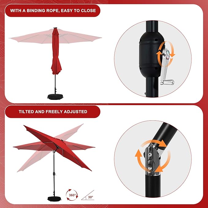 Sundale Outdoor Olefin 5-Year-Non-Fading Patio Umbrella with Sand Bag Umbrella Base, Outdoor Umbrella with Tilt and Crank