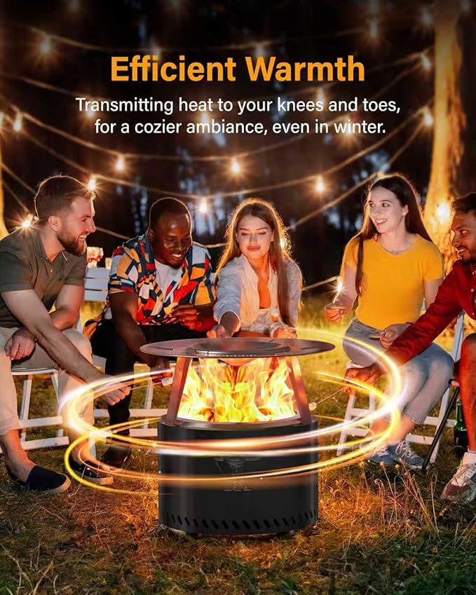 YEFU Smokeless Firepit for Outdoor Portable: 15 Inch Fire Pit with Removable Ash Pan - Outdoor Fire Pit for Wood Burning - Smokeless Firepit with 304 Stainless Steel for Patio Camping Backyard