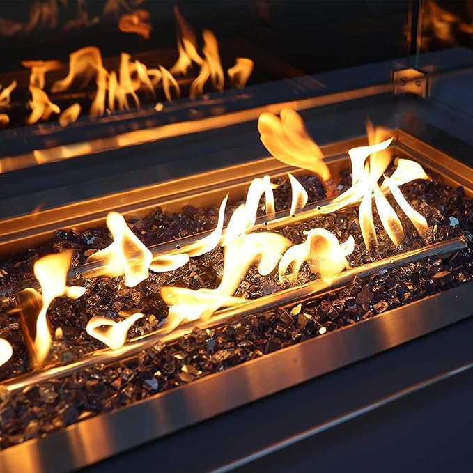 Onlyfire 10 pounds Fire Glass for Propane Fire Pit and Gas Fireplace, 1/2 Inch Reflective Firepit Glass Rocks for Fire Pit Table and Fire Bowl, High Luster Copper