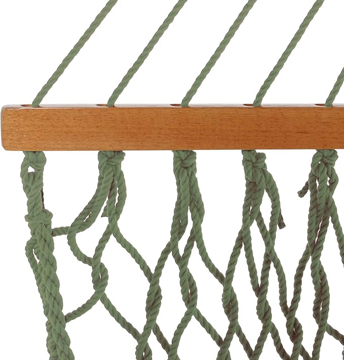Original Pawleys Island Large Meadow DuraCord Rope Hammock – 13 ft. x 55 in., 2-Person, 450 lb Capacity, Oak Spreader Bar, Zinc-Plated Hardware, Handcrafted in The USA