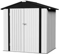 Flamaker 6x4 FT Storage Shed Waterproof Metal Garden Shed with Lockable Door Utility Tool Shed Outdoor Storage for Backyard, Patio and Lawn, White