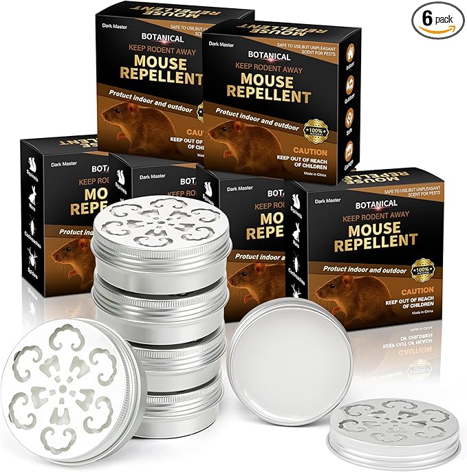 Rodent Repellent for Car Engines,6 Pack Mouse Repellent Peppermint Oil - Keep Mice Out of Home,Car,Garage & Attic, Safe for Humans and Pets