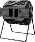 Werph 43 Gallon Compost Bin with Gloves, Fast Assembly & Easy Setup Outdoor Compost Tumbler, Updated Dual Chamber Tumbling Composter for Garden, Kitchen, and Yard Waste, Black