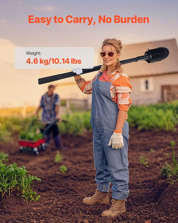 VEVOR Post Hole Digger, Heavy Duty Post Hole Digger with Fiberglass Handle, Manual Hole Digger with Scale Markings and Metal Blade, Post Hole Digger Tool for Digging Gardening and Outdoors, 57.5-Inch