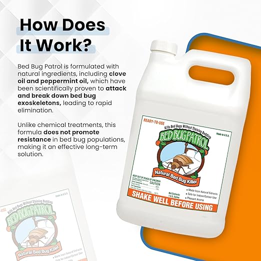Natural Bed Bug Killer – 1 Gallon Refill (128oz) – Child & Pet Safe, Non-Toxic Spray for Home, Office, Furniture, Mattresses, Cracks & Crevices – Eco-Friendly Bed Bug Treatment