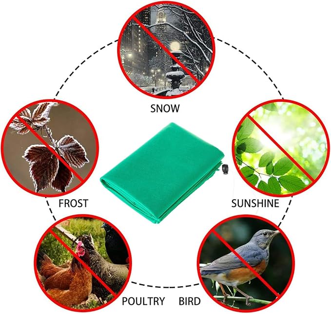Homimp Plant Covers Freeze Protection, 8 Pack Frost Covers with Zipper Drawstring (31.5" x 47.3") Plant Protection Cover Bags for Outdoor Winter Frost Cold Weather Shrubs Trees Jacket Covers(Green)