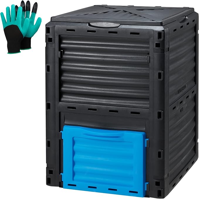 Azaeahom Garden Compost Bin 80 Gallon (300L) Large, Outdoor Composter from PP Material,Composting Box Easy Assembly & Many Vents, Fast Creation of Fertile Soil, Lightweight & Sturdy