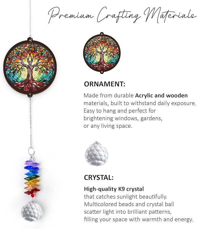 GIFTELIX Memorial Suncatcher - Tree of Life Ornament - Sympathy Gift for Loss of Loved One - Bereavement Gifts - Condolence Gift - Memorial Rainbow Maker - Remembrance Ornament - Funeral Keepsake