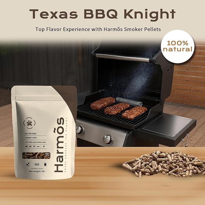 Harmos 4 Wood Pellet: Texas/Ninja BBQ, Hardwood Pellets for Smokers, 2 Sealed Packs