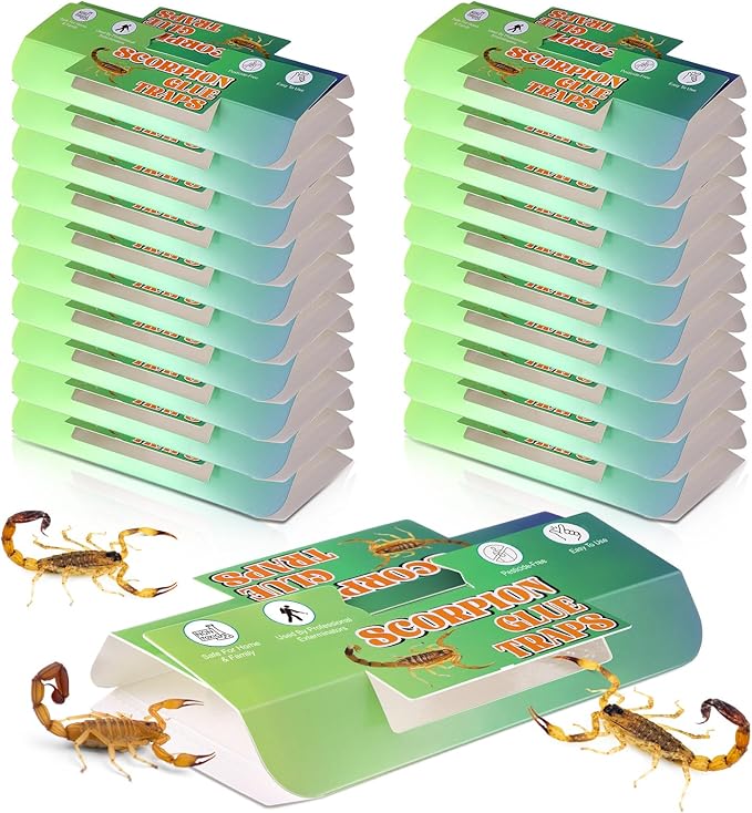 20 Pack Scorpion Glue Traps, Non Toxic Scorpion Killer for Home Indoor, Extra Sticky Glue Traps for Roaches, Bugs & Insects, Pet and Children Safe, Ready to Use, Ideal for Basement, Bathrooms,Garage