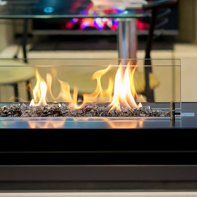 Onlyfire 10 lbs Fire Glass for Propane Fire Pit, 1/2-Inch High Luster Fireplace Glass Rocks for Fire Pit Table, Bronze