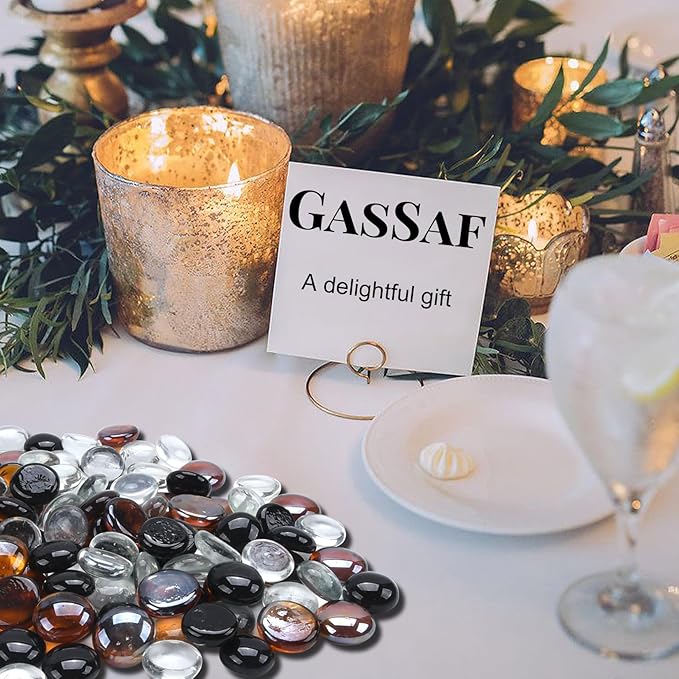 GasSaf Blended Fire Glass Beads for Outdoor Fire Pit, Fireplace, Replaces Existing Gas Logs & Lava Rocks, 3/4 Inch Glass(20 Pound)(Black, Amber, Crystal Clear Luster)