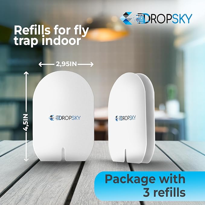 DropSky Flying Insect Trap Refill- Plug in Bug Catcher Indoor Refills, Indoor Fly Trap, Indoor Fly Trap,Trap for Mosquitos, Bugs, Insects, Gnats, Moth and Fruit Flies -Plug in Refill (Pack of 3 DP09)