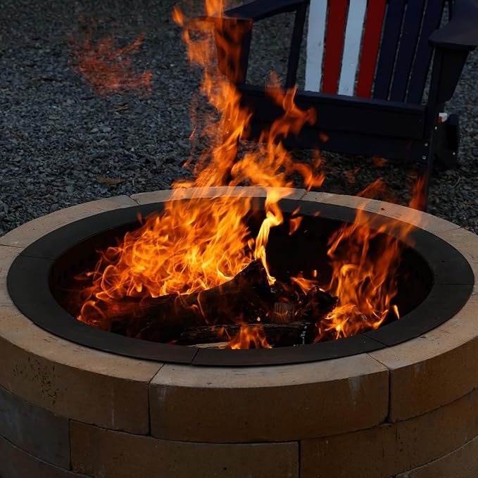 36 Inch Outer/30 Inch Inner Fire Pit Ring, Dual-Layer Design Smokeless Firepit Liner for Backyard, Beach & Camping