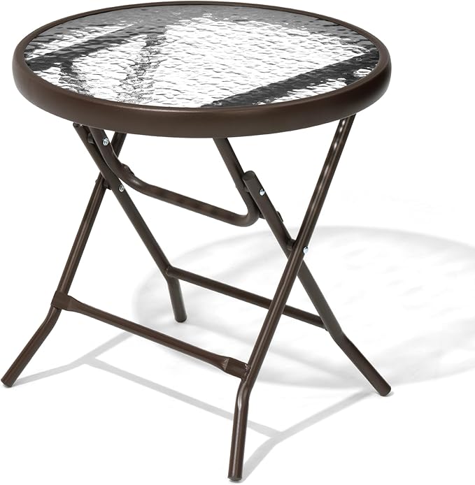 Outdoor Side Table - Small Patio End Table All Weather, Patio Furniture Sets and Outside Furniture for Pool, Balcony, Deck, Porch, Brown