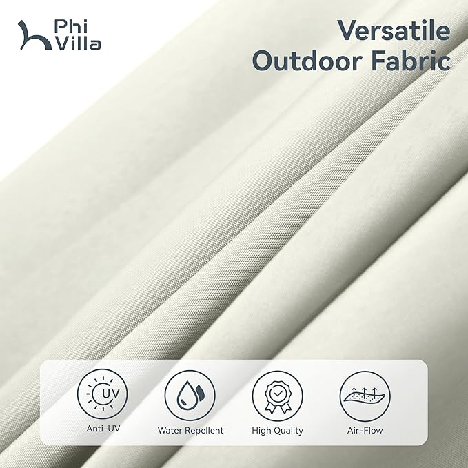 PHI VILLA 15ft Large Patio Umbrellas with Base Included, Outdoor Double-Sided Rectangle Market Umbrella with Stand, Outside Umbrellas for Poolside Lawn Backyard, Ivory