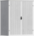 Patiowell Outdoor Storage Shed 5x3 FT, Plastic Garden Organizer Cabinet with Lockable Doors & Strong Roof for Patio Furniture, Pool Accessories, Lawn Tools, Light Grey