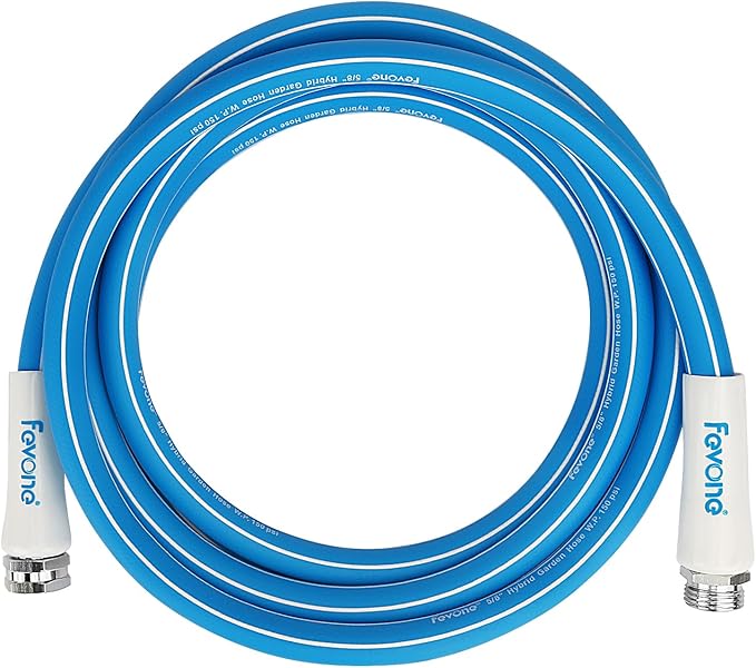 Fevone Garden Hose 12 ft., Lightweight Hybrid Water Hose, Flexible and Durable, Leak-Free Connections