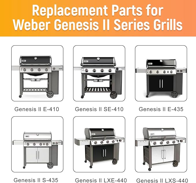 RuiTEERS Grill Flavorizer Bars Heat Deflectors BBQ Gas Grill Replacement Parts for Weber Genesis II E-410, S-410, LX E-440, S-440, Weber 66041, 66033, 66796, 17" Porcelain Steel Grill Heat Plate
