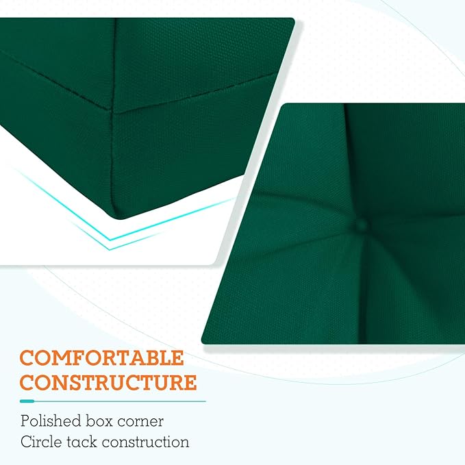 EAGLE PEAK Tufted Outdoor/Indoor High Back Patio Chair Cushions, Set of 2, 46'' x 22'', Dark Green