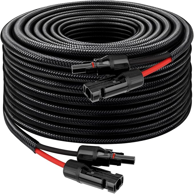 XRDS -RF Solar Panel Cable 30FT, 10AWG Solar Extension Cable with Male & Female Solar Connectors, Flame-Retardant Protective Sleeving Solar Cable, Weatherproof PV Wire for Solar Panel Connection