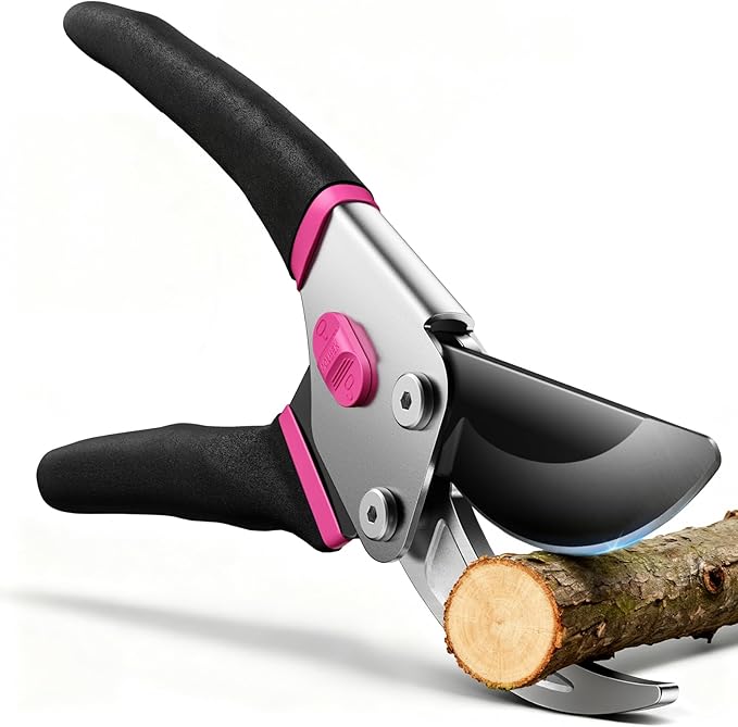 Bypass Pruning Shears for Gardening, 8.5" Professional Hand Pruners, Garden Clippers Heavy Duty Pruning Scissors for Trimming Plant Flower Branch, 【SK5 Steel Blade】【Ergonomic】【Built-in Spring】