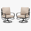 PHI VILLA Patio Furniture Chair Set for 2, Deluxe Outdoor Conversation Set with 2 Swivel Padded Sofa Chair, Full Metal with 5.8" Cushion for Deck, Lawn, Garden