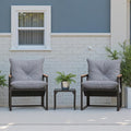 Patio Furniture Set, Outdoor Couch with Glass Coffee Table&Thick Cushion, Wicker Chaise Longue Sofa Set, All-Weather PE Rattan Conversation Set for Garden, Deck, Poolside(3pcs Gray)