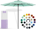 Midtown Umbrellas Push Pop Sunbrella Umbrella 9 Feet Outdoor Umbrella in Canvas Glacier Fabric - Patio Umbrella, Backyard Umbrella, Garden Umbrella, Picnic Table Umbrella & Pool Umbrella - Black Pole