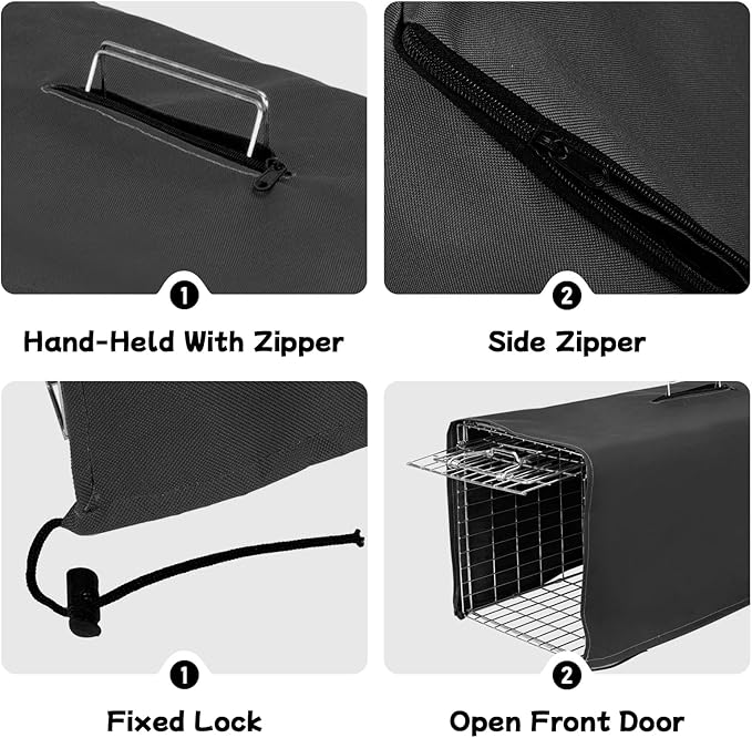 Trap Cage Cover,ONLY Cover, Cage not Included, Heavy Duty Animal Trap Cage Cover Small Animal Trap Cover for 1-Door Humane Cat Trap 32 x 10 x 12inch (Black, ONLY Cover, Cage not Included)